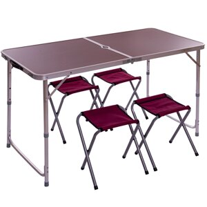 Набір для пікніка (стіл+4стула) 8278 (р-р столу 60х120см, метал, ламін. ДСП)