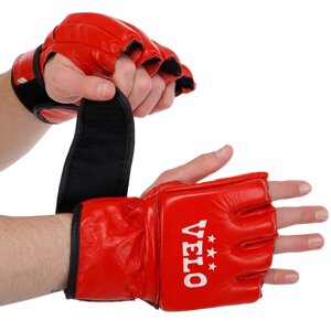 Рукавички для змішаних єдиноборств MMA шкіряні VELO ULI-4018 S-XL кольору в асортименті