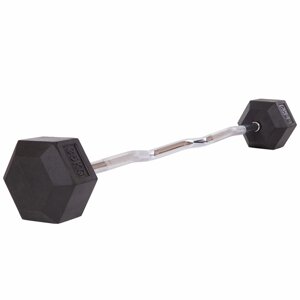 Штанга фіксована вигнута обгумована Rubber Hexagon Barbell 35кг TA-6231-35 (гриф l-95см)