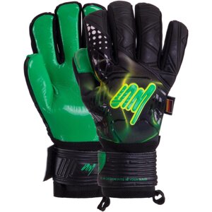 Рукавиці воротарські SOCCERMAX GK-010 розмір 8-10 чорний-жовтий-салатовий