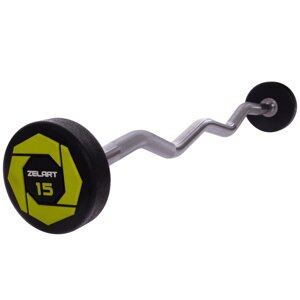 Штанги фіксована зігнута поліуретанова Zelart Urethane Barbell TA-2690-15 довжина-104cм 15кг в Києві от компании DROPT - интернет-магазин оптовой и розничной торговли