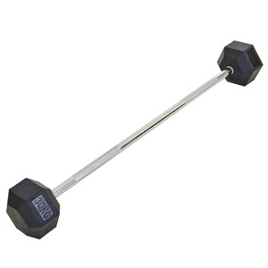 Штанга фіксована пряма обгумована Rubber Hexagon Barbell 30кг Record TA-6230-30 (гриф l-95см)