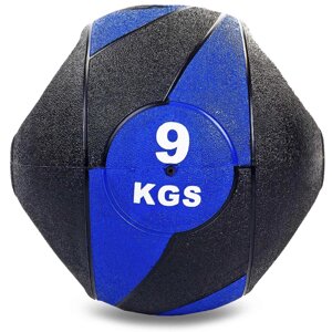 М'яч медичний медбол з двома рукоятками Record Medicine Ball FI-5111-9 9кг (гума, d-27,5 см, чорний-синій) в Києві от компании DROPT - интернет-магазин оптовой и розничной торговли