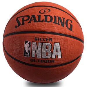 М'яч баскетбольний гумовий коричневий SPALDING NBA SILVER OUTDOOR 83016Z №7