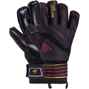 Рукавиці воротарські SOCCERMAX GK-003 розмір 8-10 чорний-червоний