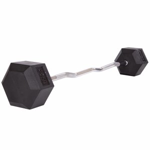 Штанга фіксована вигнута обгумована Rubber Hexagon Barbell 45кг TA-6231-45 (гриф l-95см)