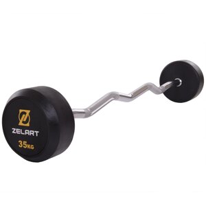 Штанги фіксована зігнута Zelart Rubbber Coated Barbell TA-2687-35 довжина-95cм 35кг в Києві от компании DROPT - интернет-магазин оптовой и розничной торговли