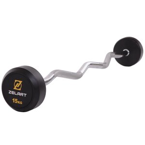 Штанги фіксована зігнута Zelart Rubbber Coated Barbell TA-2687-15 довжина-95cм 15x в Києві от компании DROPT - интернет-магазин оптовой и розничной торговли