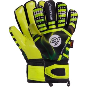 Рукавиці воротарські SOCCERMAX GK-004 розмір 8-10 жовтий-чорний-салатовий