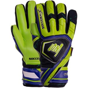 Рукавиці воротарські SOCCERMAX GK-014 розмір 8-10 салатовий-чорний-синій в Києві от компании DROPT - интернет-магазин оптовой и розничной торговли