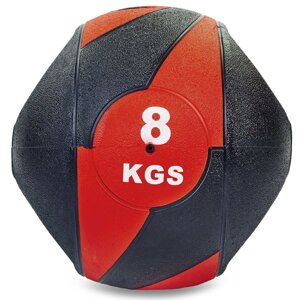 М'яч медичний медбол з двома рукоятками Record Medicine Ball FI-5111-8 8кг (гума, d-27,5 см, чорний-червоний) в Києві от компании DROPT - интернет-магазин оптовой и розничной торговли