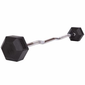 Штанга фіксована вигнута обгумована Rubber Hexagon Barbell 20кг TA-6231-20 (гриф l-95см)