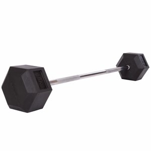 Штанга фіксована пряма обгумована Rubber Hexagon Barbell 45кг Record TA-6230-45 (гриф l-95см)