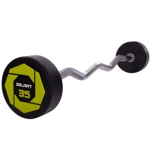 Штанги фіксована зігнута поліуретанова Zelart Urethane Barbell TA-2690-35 довжина 110cм 35кг в Києві от компании DROPT - интернет-магазин оптовой и розничной торговли