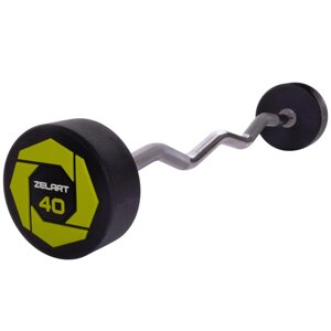 Штанги фіксована зігнута поліуретанова Zelart Urethane Barbell TA-2690-40 довжина 111cм 40кг в Києві от компании DROPT - интернет-магазин оптовой и розничной торговли