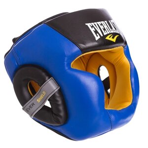 Шолом боксерський з повним захистом шкіряний EVERLAST EV-016 M-XL синій