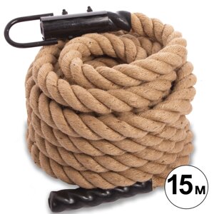 Канат спортивний для лазіння з кріпленням COMBAT BATTLE ROPE FI-0910-15 (сизаль, ручки:вініл, l-15м,d-5см) в Києві от компании DROPT - интернет-магазин оптовой и розничной торговли