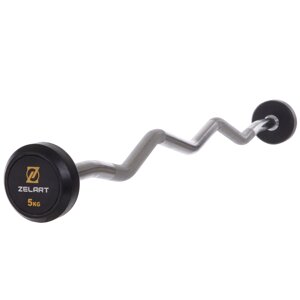 Штанги фіксована зігнута Zelart Rubbber Coated Barbell TA-2687-5 довжина-95cм 5кг в Києві от компании DROPT - интернет-магазин оптовой и розничной торговли