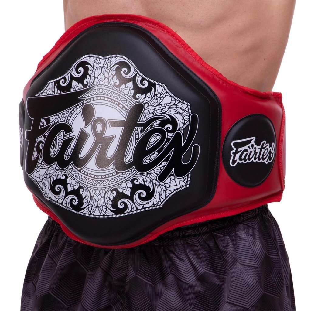 Пояс тренера шкіряний FAIRTEX BPV3 чорний-червоний від компанії DROPT - інтернет-магазин гуртової та роздрібной торгівлі - фото 1