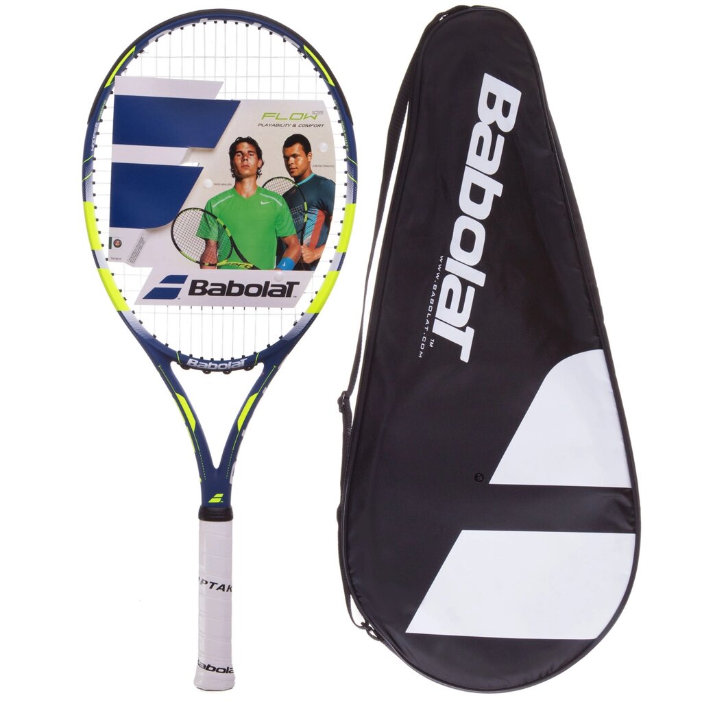 Ракета для великого тенісу BABOLAT BB121-17503 FLOW 105 TENIS RACKET U-SEX BLU YLW, L2 від компанії DROPT - інтернет-магазин гуртової та роздрібной торгівлі - фото 1