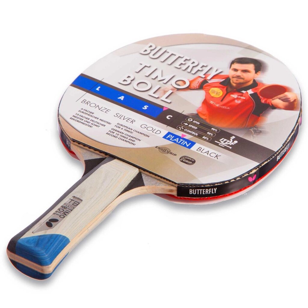 Ракетка для настільного тенісу 1 штука BUTTERFLY 85026 TIMO BOLL PLATINUM (деревина, гума) від компанії DROPT - інтернет-магазин гуртової та роздрібной торгівлі - фото 1