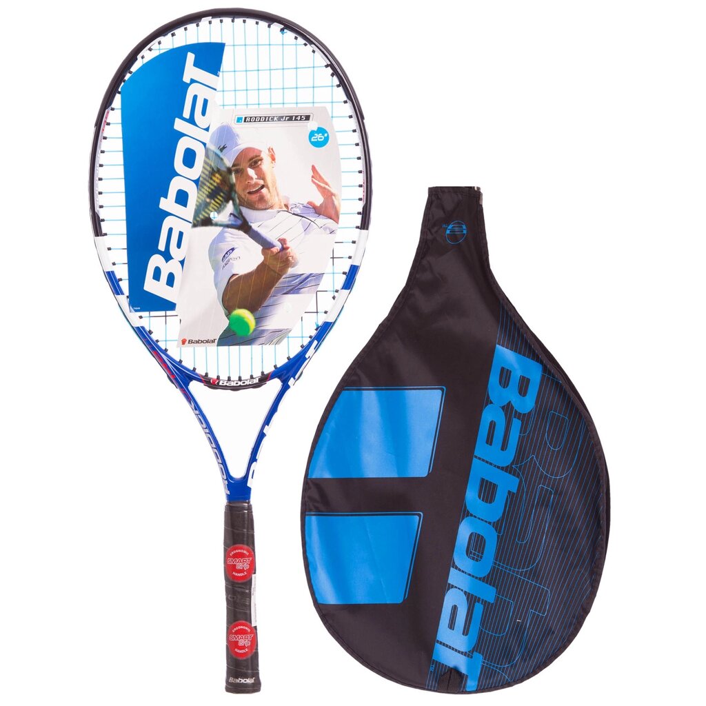 Ракетка для великого тенісу юніорська BABOLAT 140058-100 RODDICK JUNIOR 145 (блакитний) від компанії DROPT - інтернет-магазин гуртової та роздрібной торгівлі - фото 1