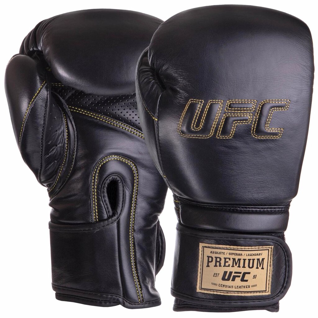 Рукавички боксерські шкіряні UFC PRO Prem Hook & Loop UHK-75048 12 унцій чорний від компанії DROPT - інтернет-магазин гуртової та роздрібной торгівлі - фото 1