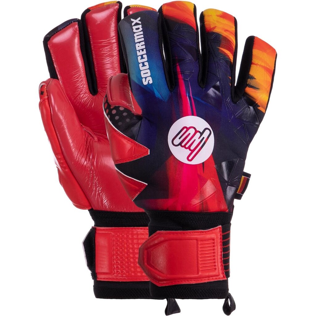 Рукавиці воротарські SOCCERMAX GK-005 розмір 8-10 червоний-фіолетовий від компанії DROPT - інтернет-магазин гуртової та роздрібной торгівлі - фото 1