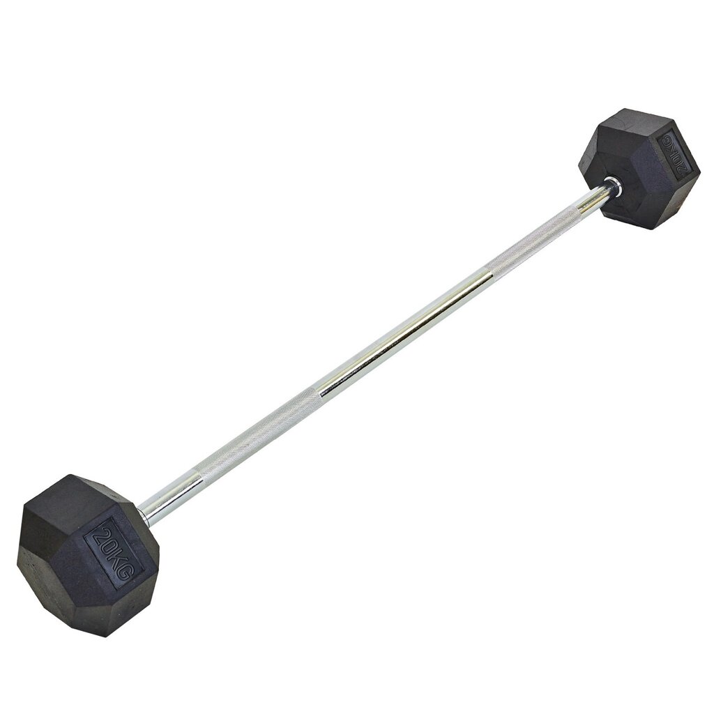 Штанга фіксована пряма обгумована Rubber Hexagon Barbell 20кг Record TA-6230-20 (гриф l-95см) від компанії DROPT - інтернет-магазин гуртової та роздрібной торгівлі - фото 1