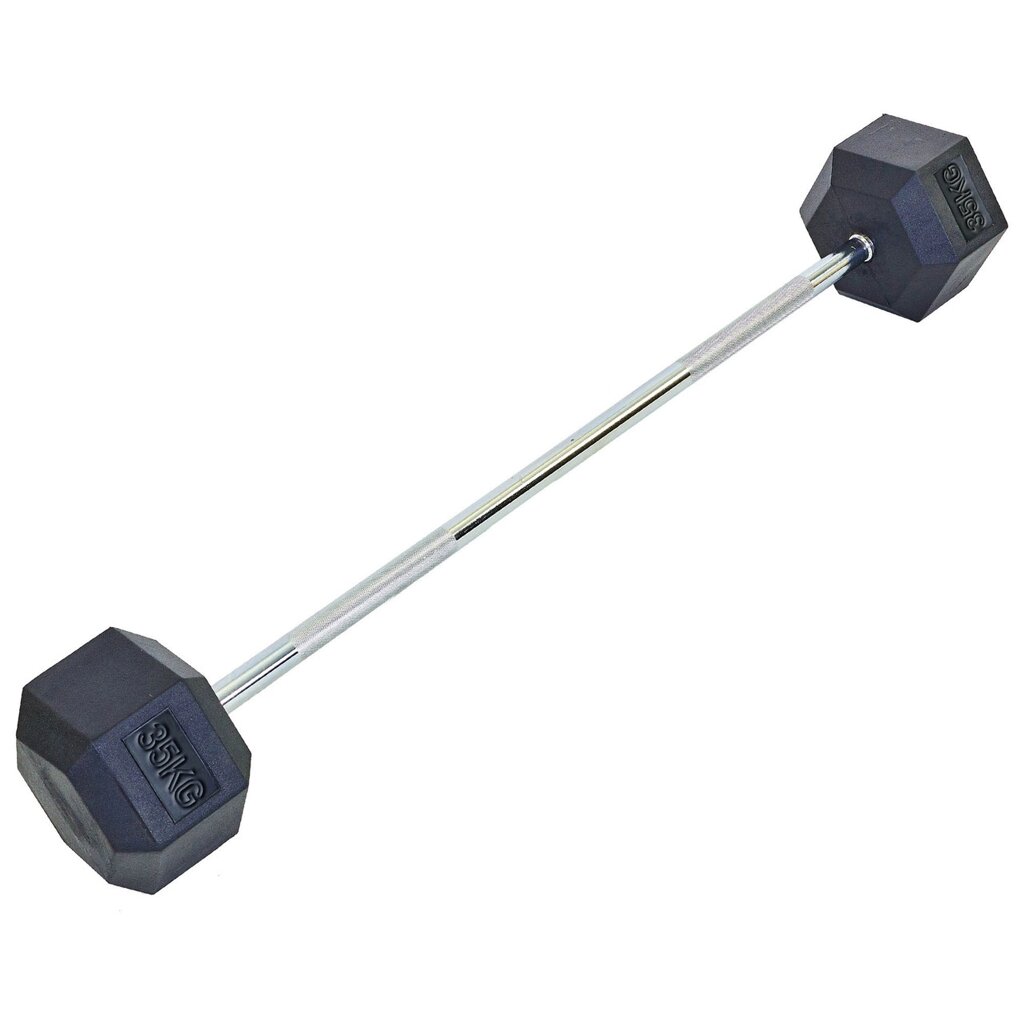 Штанга фіксована пряма обгумована Rubber Hexagon Barbell 35кг Record TA-6230-35 (гриф l-95см) від компанії DROPT - інтернет-магазин гуртової та роздрібной торгівлі - фото 1