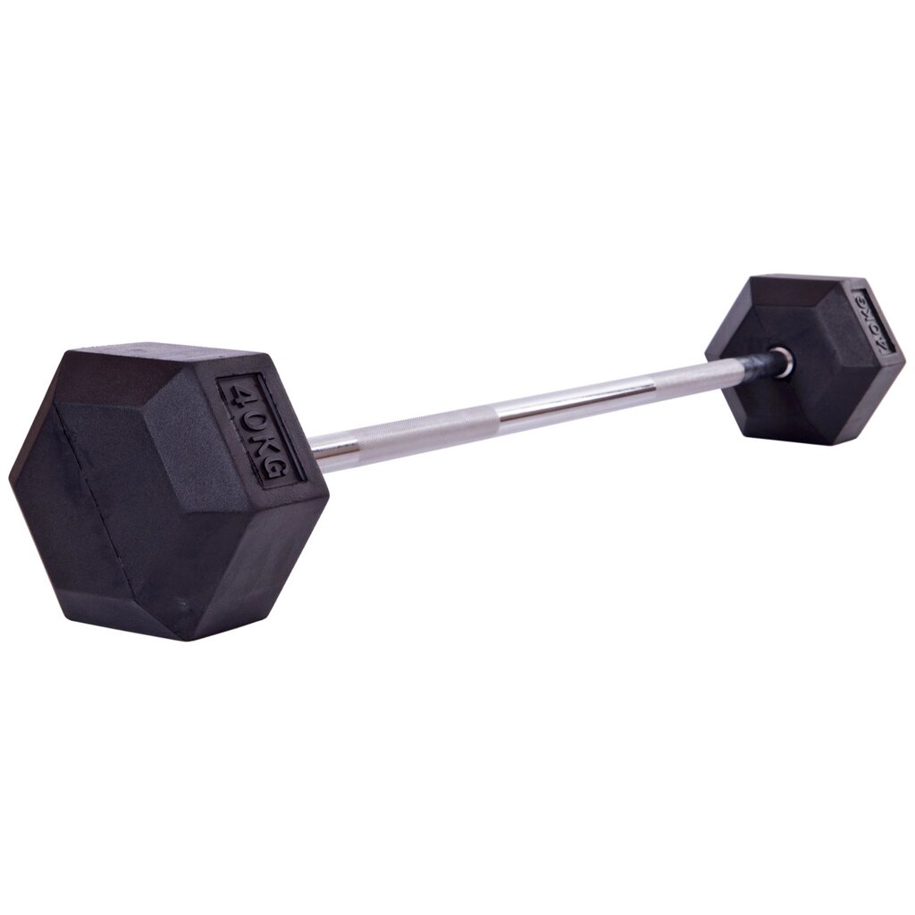 Штанга фіксована пряма обгумована Rubber Hexagon Barbell 40кг Record TA-6230-40 (гриф l-95см) від компанії DROPT - інтернет-магазин гуртової та роздрібной торгівлі - фото 1