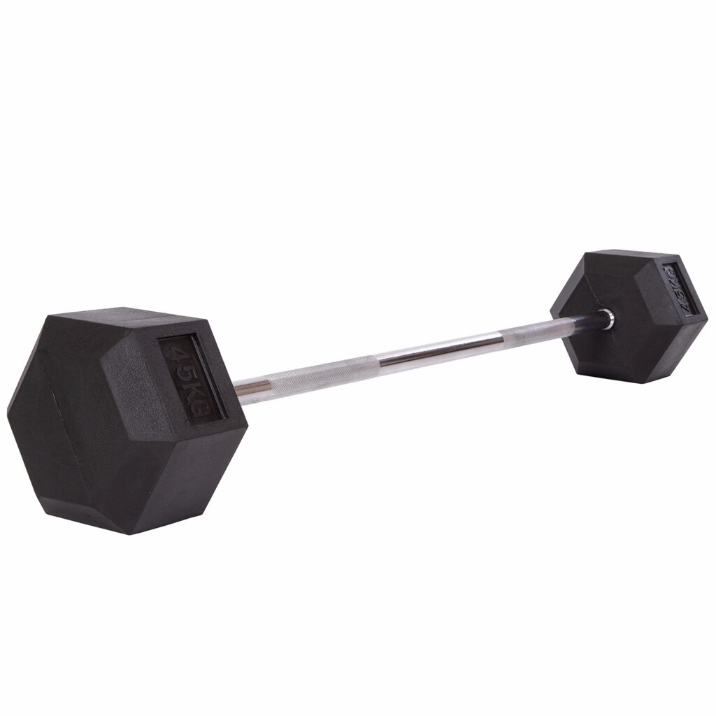 Штанга фіксована пряма обгумована Rubber Hexagon Barbell 45кг Record TA-6230-45 (гриф l-95см) від компанії DROPT - інтернет-магазин гуртової та роздрібной торгівлі - фото 1