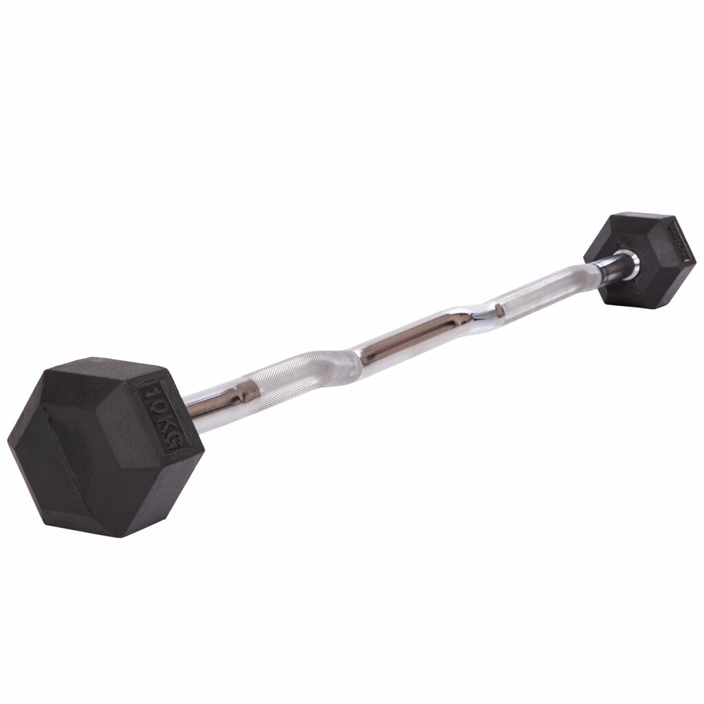 Штанга фіксована вигнута обгумована Rubber Hexagon Barbell 10кг TA-6231-10 (гриф l-95см) від компанії DROPT - інтернет-магазин гуртової та роздрібной торгівлі - фото 1