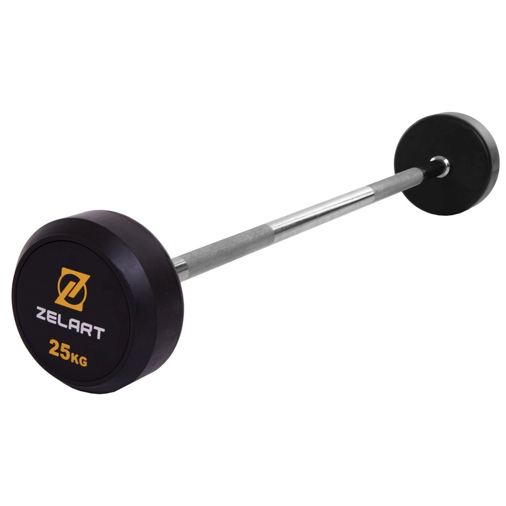 Штанги фіксована пряма обрізана Zelart Rubbber Coated Barbell TA-2685-25 довжина-95cм 25кг від компанії DROPT - інтернет-магазин гуртової та роздрібной торгівлі - фото 1