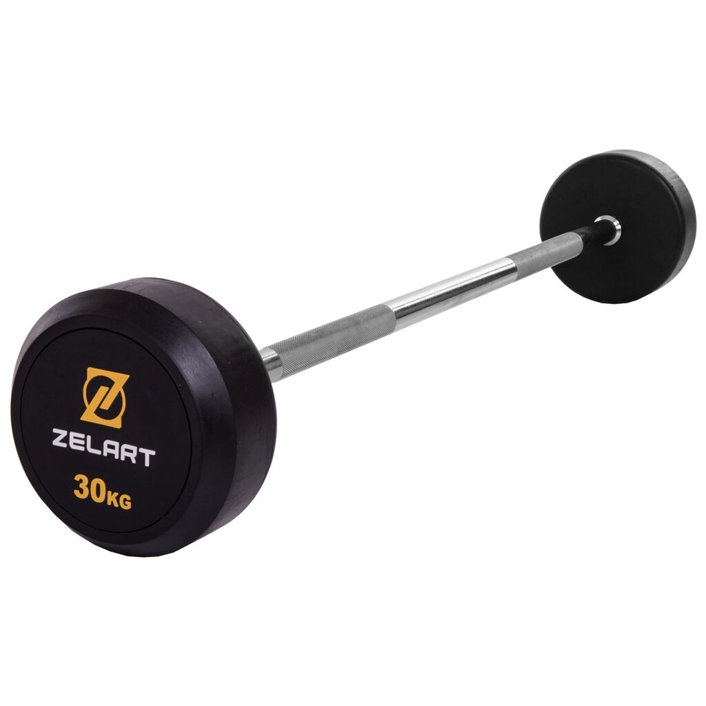 Штанги фіксована пряма обрізана Zelart Rubbber Coated Barbell TA-2685-30 довжина-95cм 30кг від компанії DROPT - інтернет-магазин гуртової та роздрібной торгівлі - фото 1