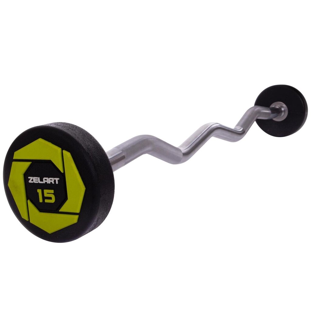 Штанги фіксована зігнута поліуретанова Zelart Urethane Barbell TA-2690-15 довжина-104cм 15кг від компанії DROPT - інтернет-магазин гуртової та роздрібной торгівлі - фото 1