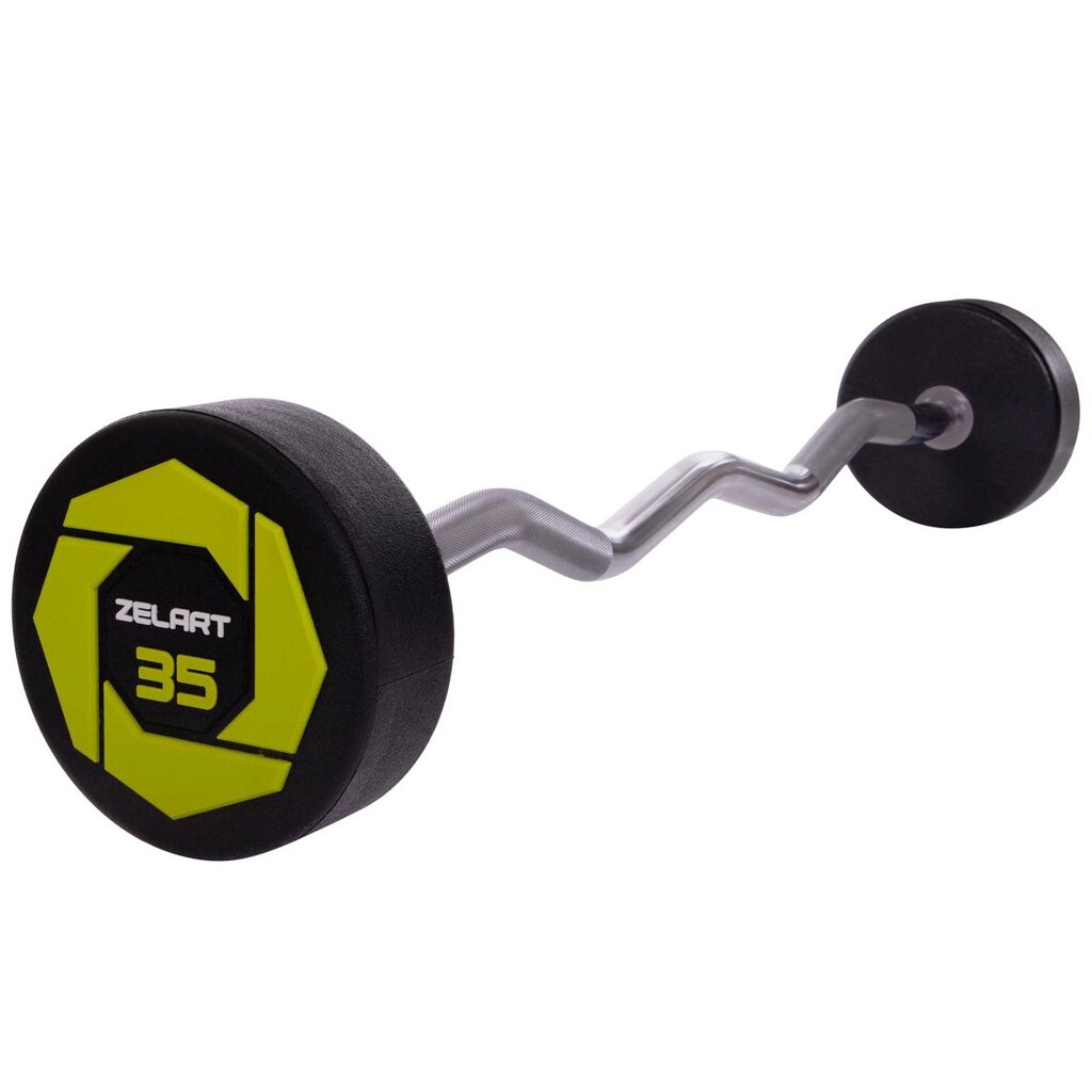 Штанги фіксована зігнута поліуретанова Zelart Urethane Barbell TA-2690-35 довжина 110cм 35кг від компанії DROPT - інтернет-магазин гуртової та роздрібной торгівлі - фото 1