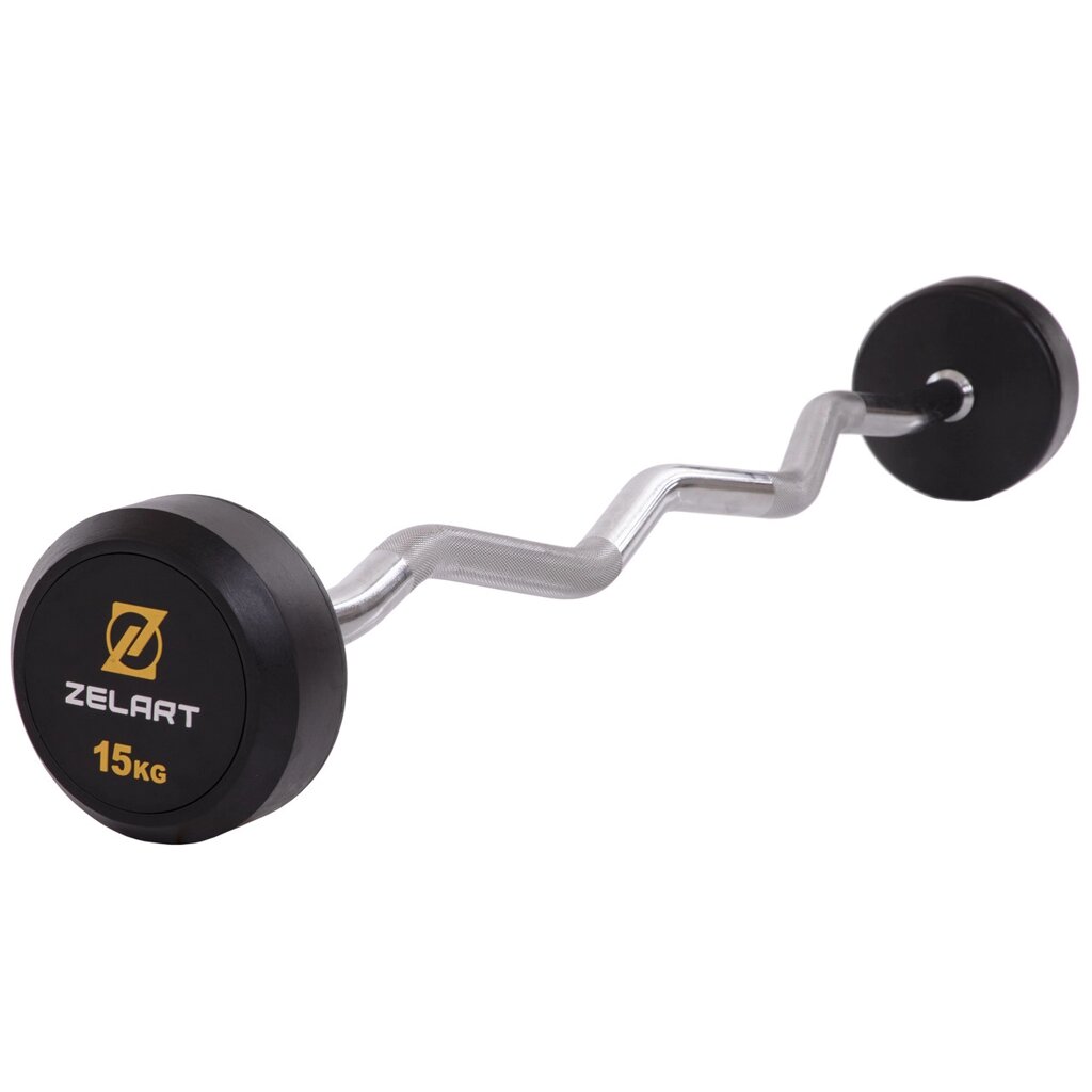 Штанги фіксована зігнута Zelart Rubbber Coated Barbell TA-2687-15 довжина-95cм 15x від компанії DROPT - інтернет-магазин гуртової та роздрібной торгівлі - фото 1