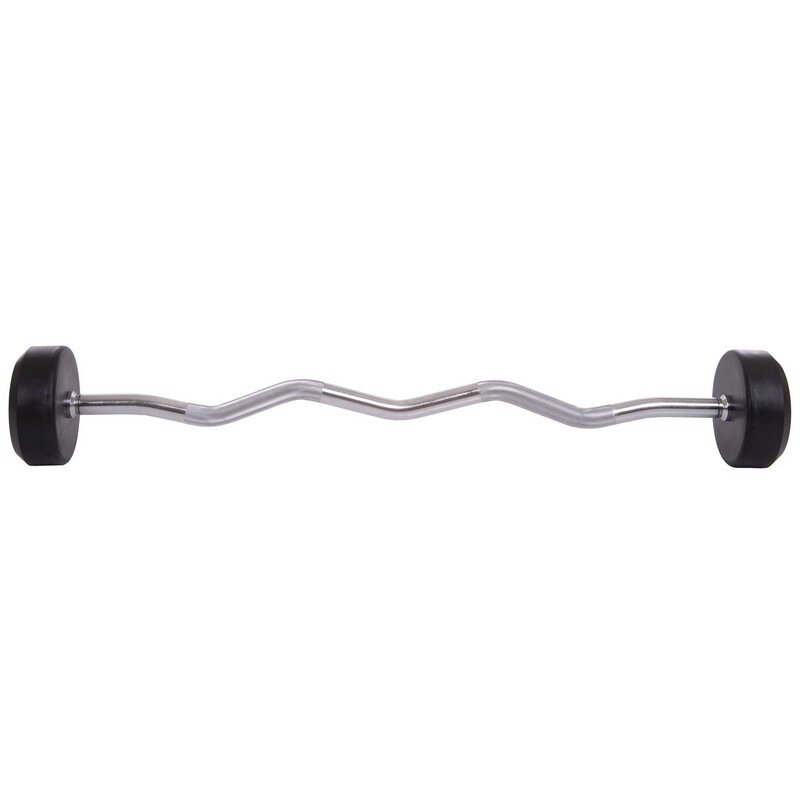 Штанги фіксована зігнута Zelart Rubbber Coated Barbell TA-2687-20 довжина-95cм 20Кг від компанії DROPT - інтернет-магазин гуртової та роздрібной торгівлі - фото 1