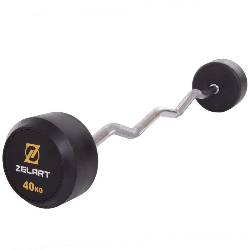 Штанги фіксована зігнута Zelart Rubbber Coated Barbell TA-2687-40 довжина-95cм 40 від компанії DROPT - інтернет-магазин гуртової та роздрібной торгівлі - фото 1