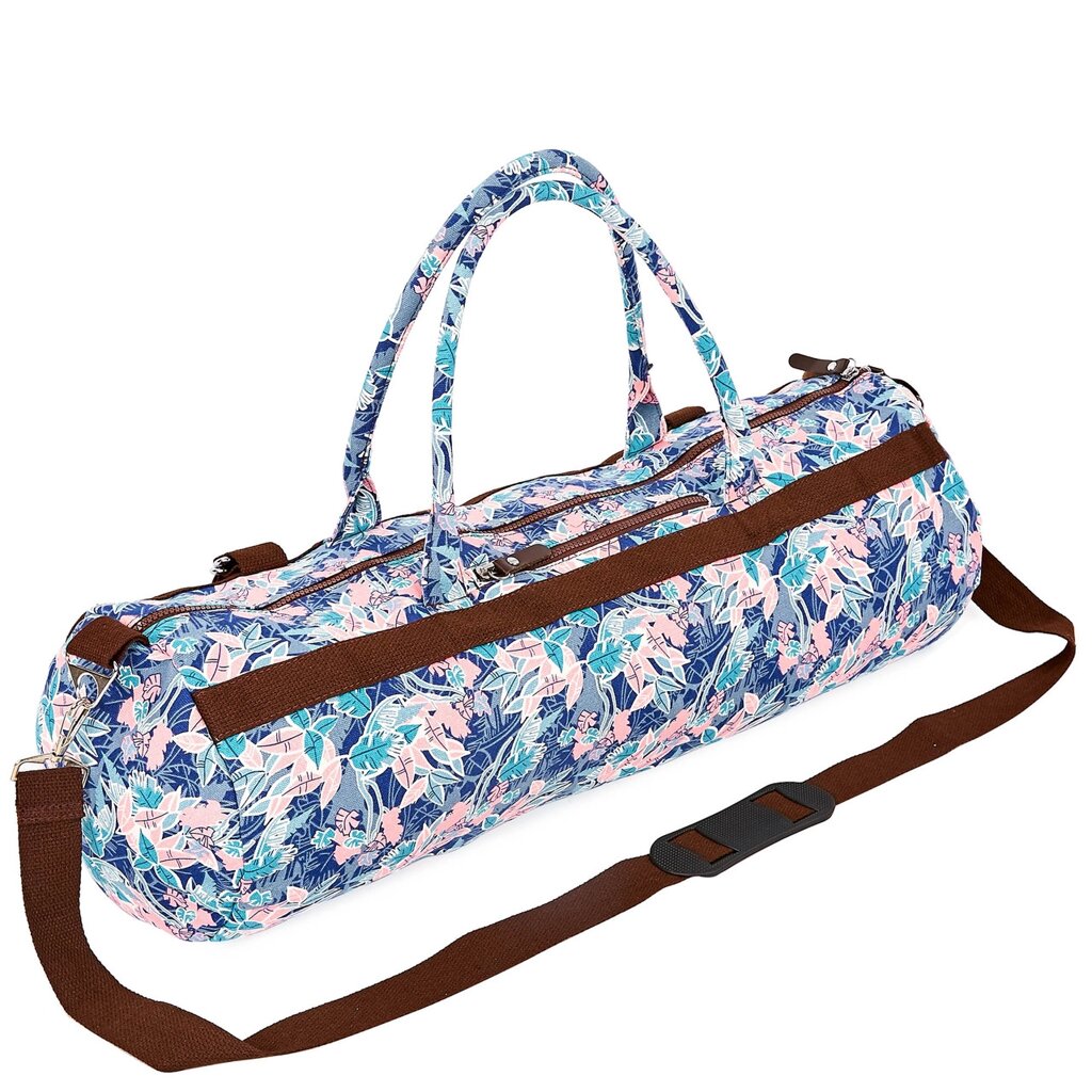 Сумка для йога килимка Yoga bag KINDFOLK FI-6969-5 (розмір 20смх65см, поліестер, бавовна, рожевий-блакитний) від компанії DROPT - інтернет-магазин гуртової та роздрібной торгівлі - фото 1