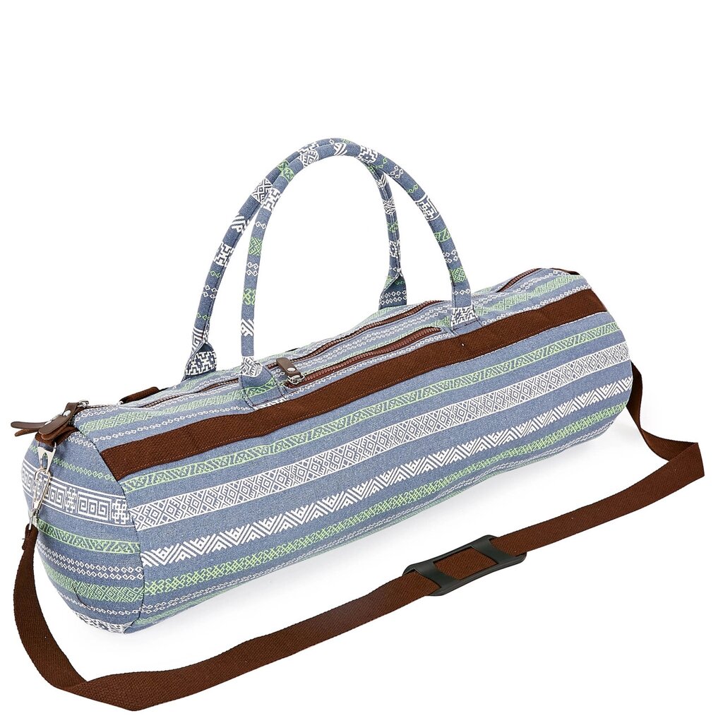 Сумка для йога килимка Yoga bag KINDFOLK FI-6969-6 (розмір 20смх65см, поліестер, бавовна, сірий-синій) від компанії DROPT - інтернет-магазин гуртової та роздрібной торгівлі - фото 1