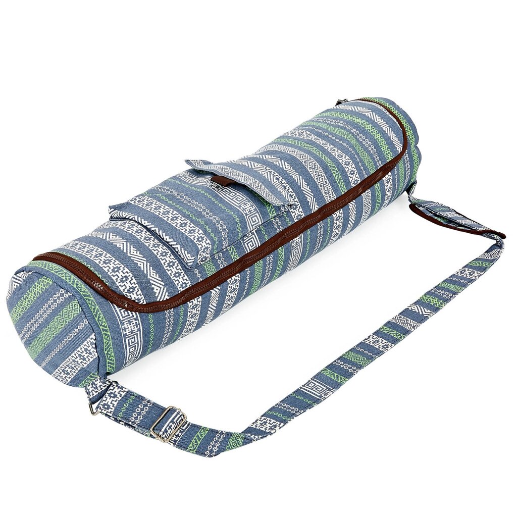 Сумка для йога килимка Yoga bag KINDFOLK FI-8362-3 (розмір 17смх72см, поліестер, бавовна, сірий-синій) від компанії DROPT - інтернет-магазин гуртової та роздрібной торгівлі - фото 1