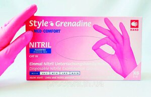 Рукавички нітрилові STYLE рожеві Grenadine XS (5-6)