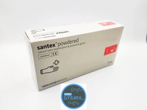Рукавички латексні опудрені L (SANTEX POWDERED)100шт/6г