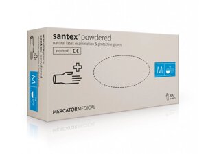 Рукавички латексні опудрені M (SANTEX POWDERED)100шт/5,5г