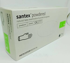 Рукавички латексні опудрені S (SANTEX POWDERED)100шт/5,3г