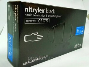 Рукавички нітрилові неопудрені Чорні M (Nitrylex black) 4 гр