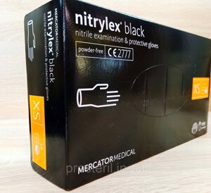 Рукавички нітрилові неопудрені Чорні XS (Nitryleх black) 100шт