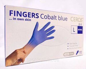 Рукавички нітрилові неопудрені Ceros Cobalt blue, сині) р-р L (100шт/уп)
